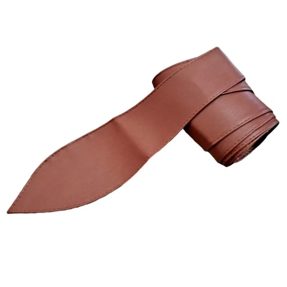 Plus size brown faux leather corset wide waist boho cinch obi belt - Picture 10 of 11